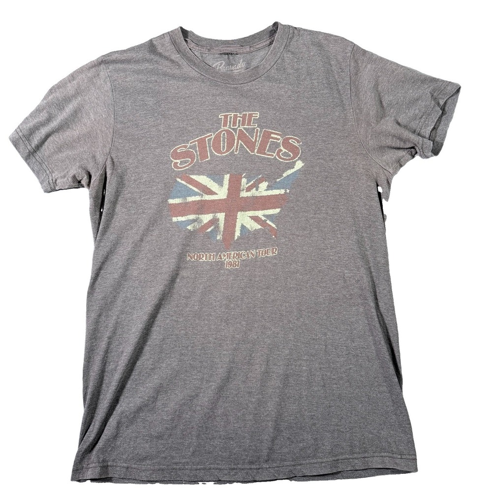 The Rolling Stones T Shirt Mens M Gray Bravado 1981 North American Tour Graphic